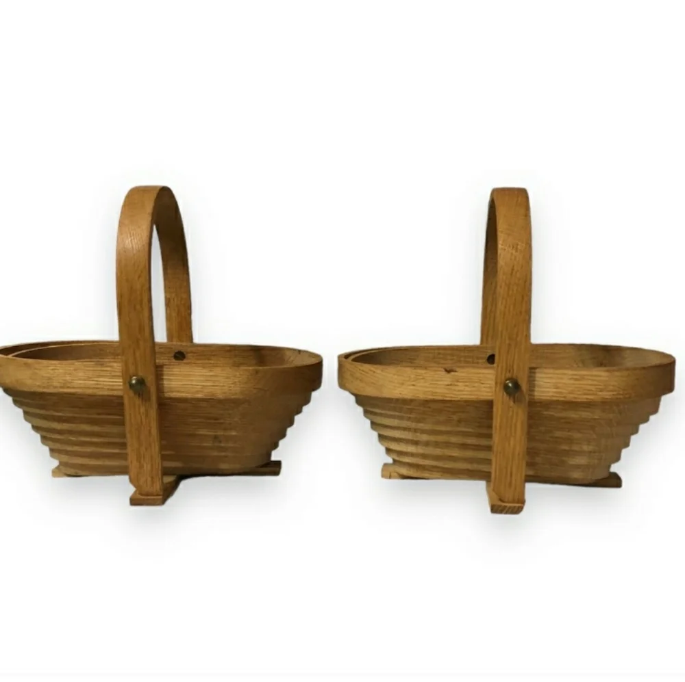 DEEP SPRING STUDIO Handmade Wooden Collapsible Baskets Set of Two